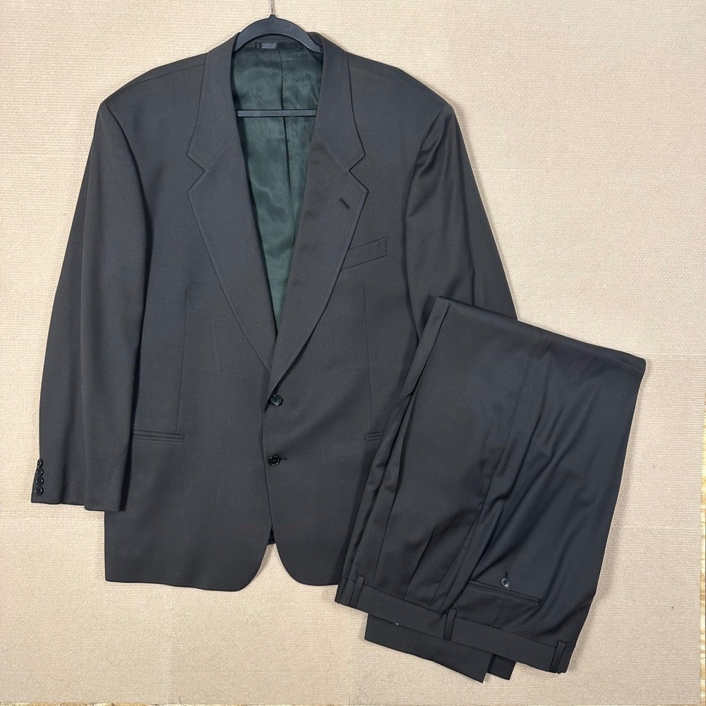Valentino Uomo Suit Mens 46L (39x32) Dark Forest Green Pleated Made in Italy